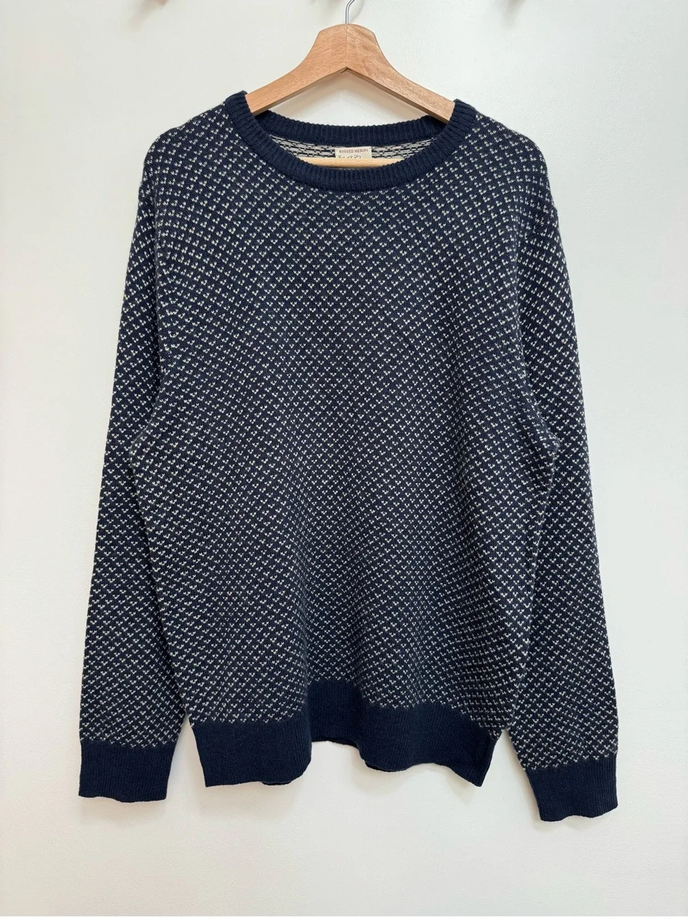 J. Crew Rugged Merino Wool Blend Bird’s Eye Sweater Men’s Large NWT Preppy